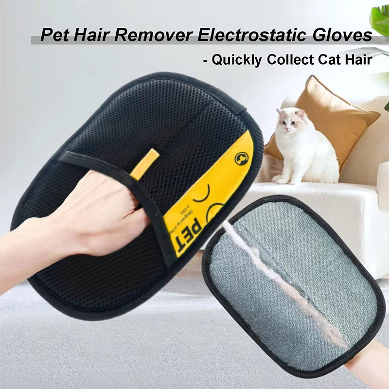 Pet Hair Remover Gloves Electrostatic for Cats Dogs, Reusable Washable Grooming Glove