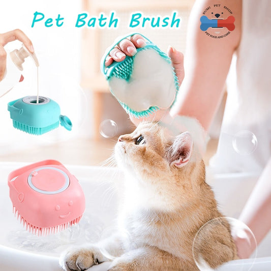 Silicone Dog Bath Massage Gloves Brush Pet Cat Bathroom Cleaning Tool Comb Brush For Dog Can Pour Shampoo Dog Grooming Supplies